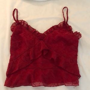 Red ruffle tank